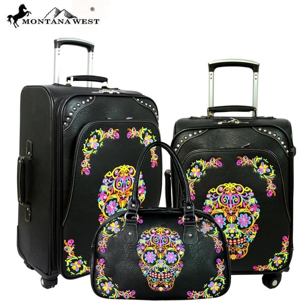 NWT MONTANA WEST SUGAR SKULL COLLECTION 3 PC LUGGA